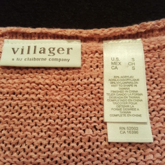 VILLAGER  ♡ Gorgeous Vintage Soft Pink 3/4 Length Button Down Cardigan Sweater S - Picture 12 of 14